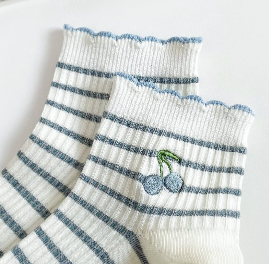 Women's Cherry Embroidered Ankle Sock